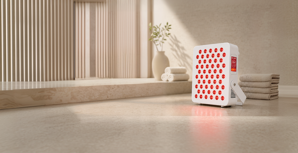 Solgrade Pro 300 red light panel in a wellness room setting